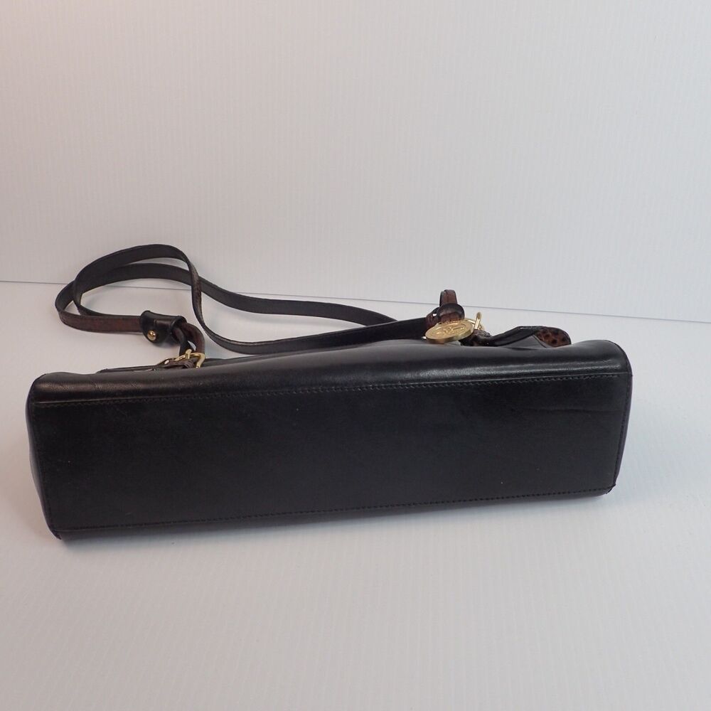 Vtg Brahmin Handbag Purse MELANIE Satchel Shoulder Bag Tuscan Black Brown Croc - Picture 6 of 16